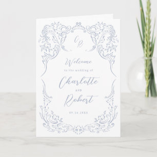 Programme Dusty Blue Vintage Flourd Mariage Monogramme