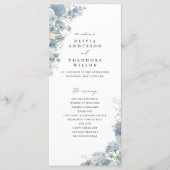 Programme Dusty Blue Watercolor Floral Wedding Ceremony (Devant)