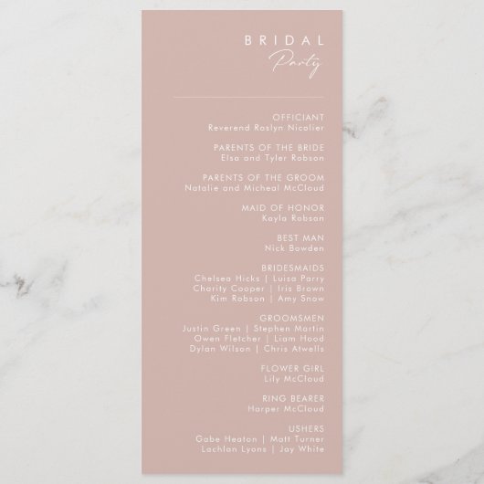 Programme Dusty Boho | Rose et Purple Gold Wedding Program (Dos)