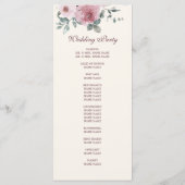 Programme Dusty Pink Bourgogne Floral Ivory Wedding Programm (Dos)