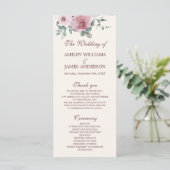 Programme Dusty Pink Bourgogne Floral Ivory Wedding Programm (Debout devant)