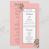 Programme Dusty rose blanc Turquoise Floral Mariage Célébrat (Devant / Derrière)