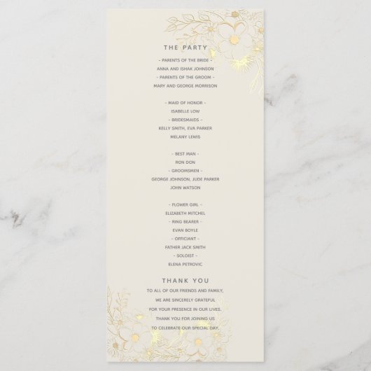 Programme Dusty Rose Gold Floral Mariage (Dos)