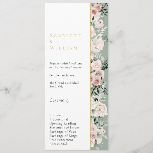 Programme Dusty Rose Gold Sage Vert Mariage moderne (Devant)