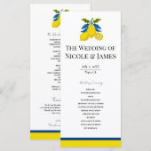 Programme Eau aquarelle jaune bleu méditerranéen mariage (Devant / Derrière)