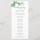 Programme Eau-couleur eucalyptus. Mariage de script élégant (Dos)