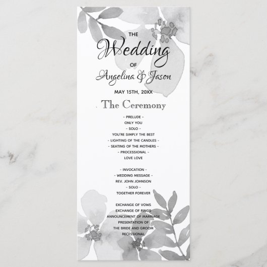 Programme Écriture calligraphique moderne pour mariage (Devant)