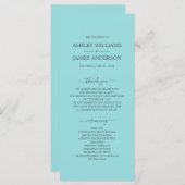 Programme Écriture Chic Turquoise Bleu Simple Minimal Mariag (Devant / Derrière)