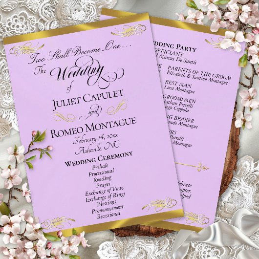 Programme Écriture Élégante - Mariage Lavande/Or