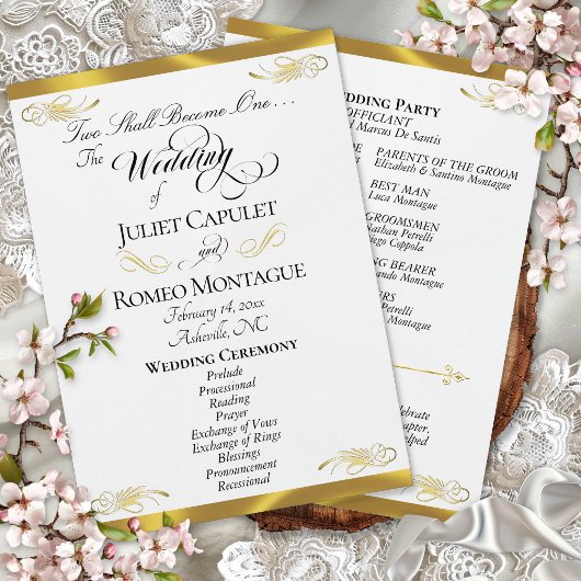 Programme Écriture élégante - Mariage perle blanche/or