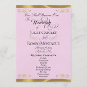 Programme Écriture élégante - Mariage Rose Perle/Or (Devant)