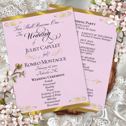 Programme Écriture élégante - Mariage Rose Perle/Or