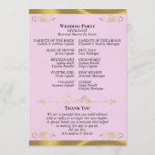 Programme Écriture élégante - Mariage Rose Perle/Or (Dos)