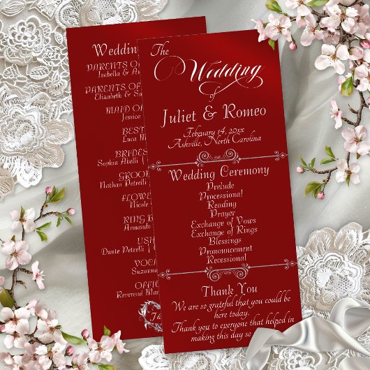 Programme Écriture élégante & Monogramme - Mariage Rouge