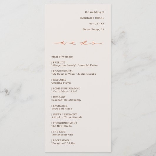 Programme Écriture Manuscrite Mariage (Devant)
