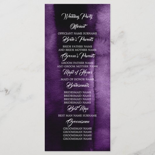 Programme Éggplant Purple et Gold Parties scintillant Progra (Dos)