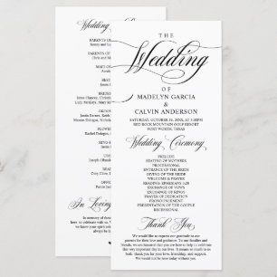 Programme Élégance classique Script noir, Cérémonie Mariage
