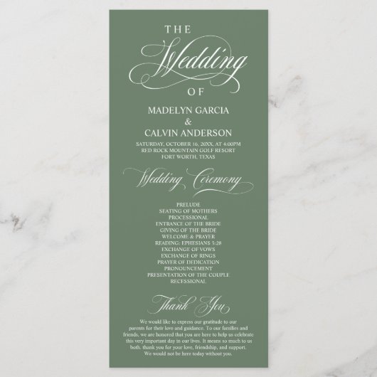 Programme Élégance classique Script noir, Cérémonie Mariage (Devant)