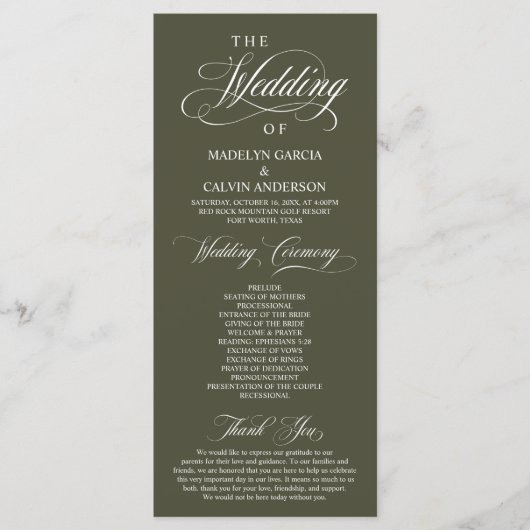 Programme Élégance classique Script noir, Cérémonie Mariage (Devant)