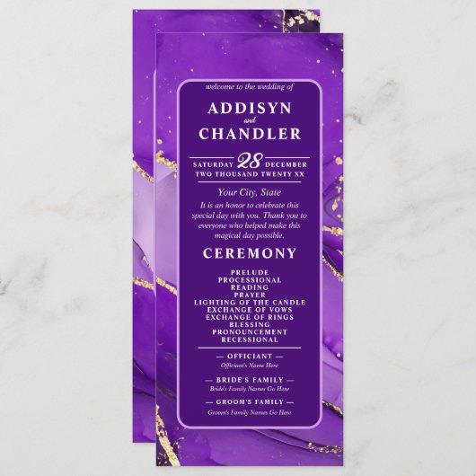 Programme Élégance Ethérée : Mariage mauve d'inspiration géo (Devant / Derrière)