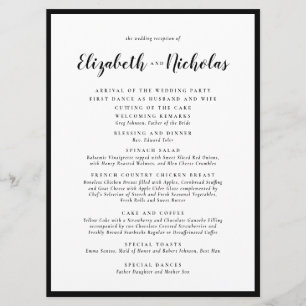 Programme Elégance moderne Réception de mariage noir et blan
