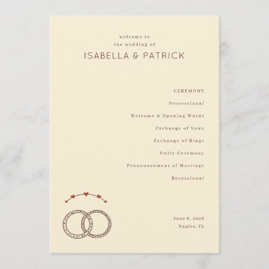 Programme Elegant Beige Wedding Rings (Devant)