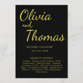 Programme Elegant Black and Gold Wedding Ceremony Program  (Devant)