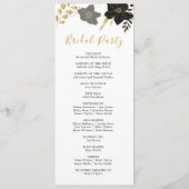 Programme Élégant Black & White Floral Wedding Party Program (Dos)
