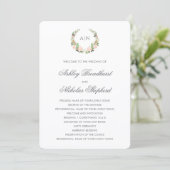 Programme Élégant blason floral aquarelle de mariage (Debout devant)