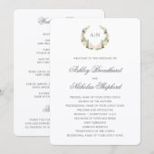 Programme Élégant blason floral aquarelle de mariage (Devant / Derrière)