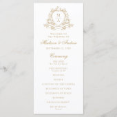 Programme Élégant Blason Floral Or Monogramme Mariage (Devant)