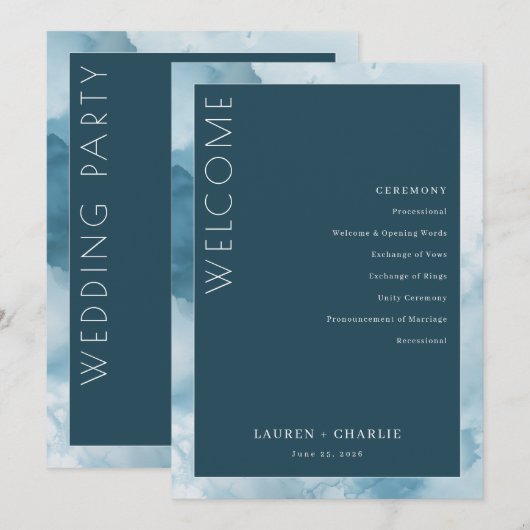 Programme Elegant Blue Formal Ceremony Schedule (Devant / Derrière)