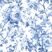 Programme Elegant Blue Roses French Toile Wedding Program