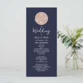 Programme Elégant Blush et Navy Blue Script Wedding Programm (Debout devant)