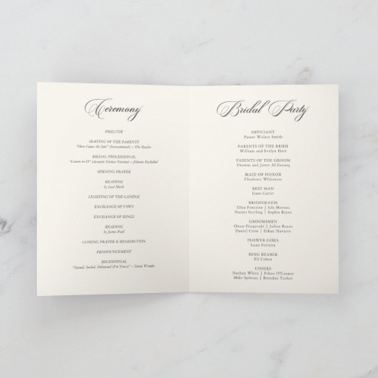 Programme Elegant Blush Garden Folded Wedding Program (Intérieur)