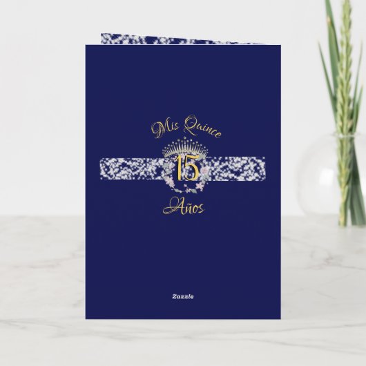 Programme Elegant Boho Navy Argent Quinceañera espagnol (Dos)