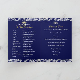 Programme Elegant Boho Navy Argent Quinceañera espagnol