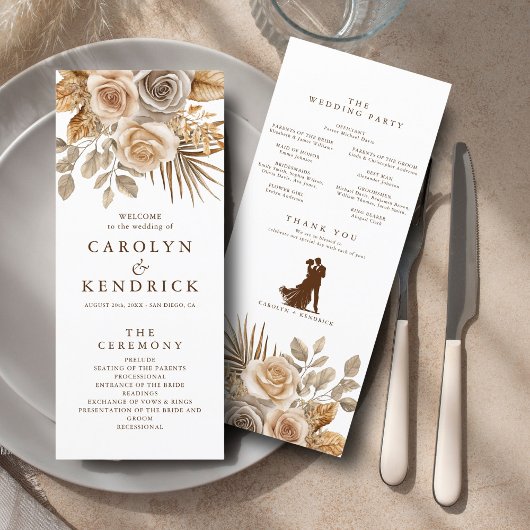 Programme Elégant Boho Neutral Flore Accents Mariage