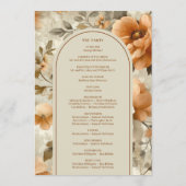 Programme Élégant Boho Orange Brûlé Ivoire Mariage Jour de S (Dos)
