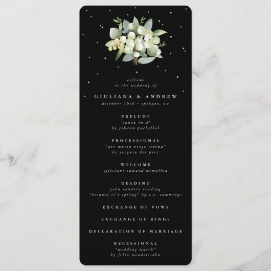 Programme Élégant Bouquet de Mariage Black Snowberry + Eucal (Devant)