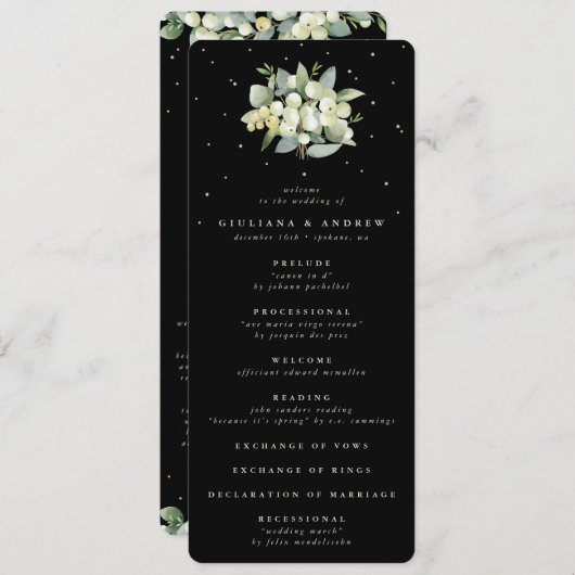 Programme Élégant Bouquet de Mariage Black Snowberry + Eucal (Devant / Derrière)