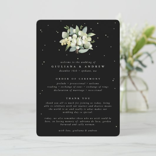Programme Élégant Bouquet de mariage Black Snowberry + Eucal (Debout devant)