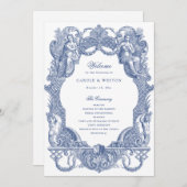 Programme Elégant cadre baroque Vintage Marine Bleu Toile (Devant / Derrière)