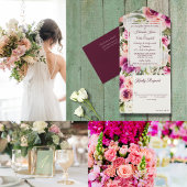 Programme Elégant Cadre Floral Rose Blush Purple Peach Blanc