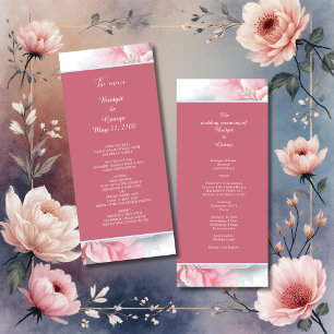 Programme Elégant cadre rose floral douce Pastel mariage lum