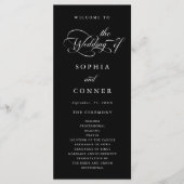 Programme Élégant charme Script Mariage cérémonie noir (Devant)