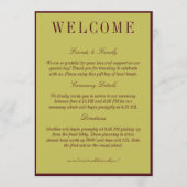 Programme Elegant Chartreuse Burgundy Wedding Welcome (Devant)