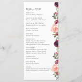 Programme Elégant Chic Bourgogne Aquarelle Floral Mariage (Dos)