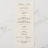 Programme Élégant Classe Gris Foncé Crème Écriture Mariage (Dos)