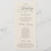 Programme Élégant Classe Gris Foncé Crème Écriture Mariage (Devant)